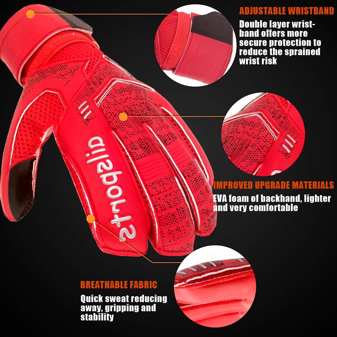 Coodoo Goalkeeper Goalie Soccer Gloves with Fingersave, Strong Grip for The Toughest Saves, Kids Youth Adults Keeper Gloves for Training and Match, Men and Women : Sports & Outdoors