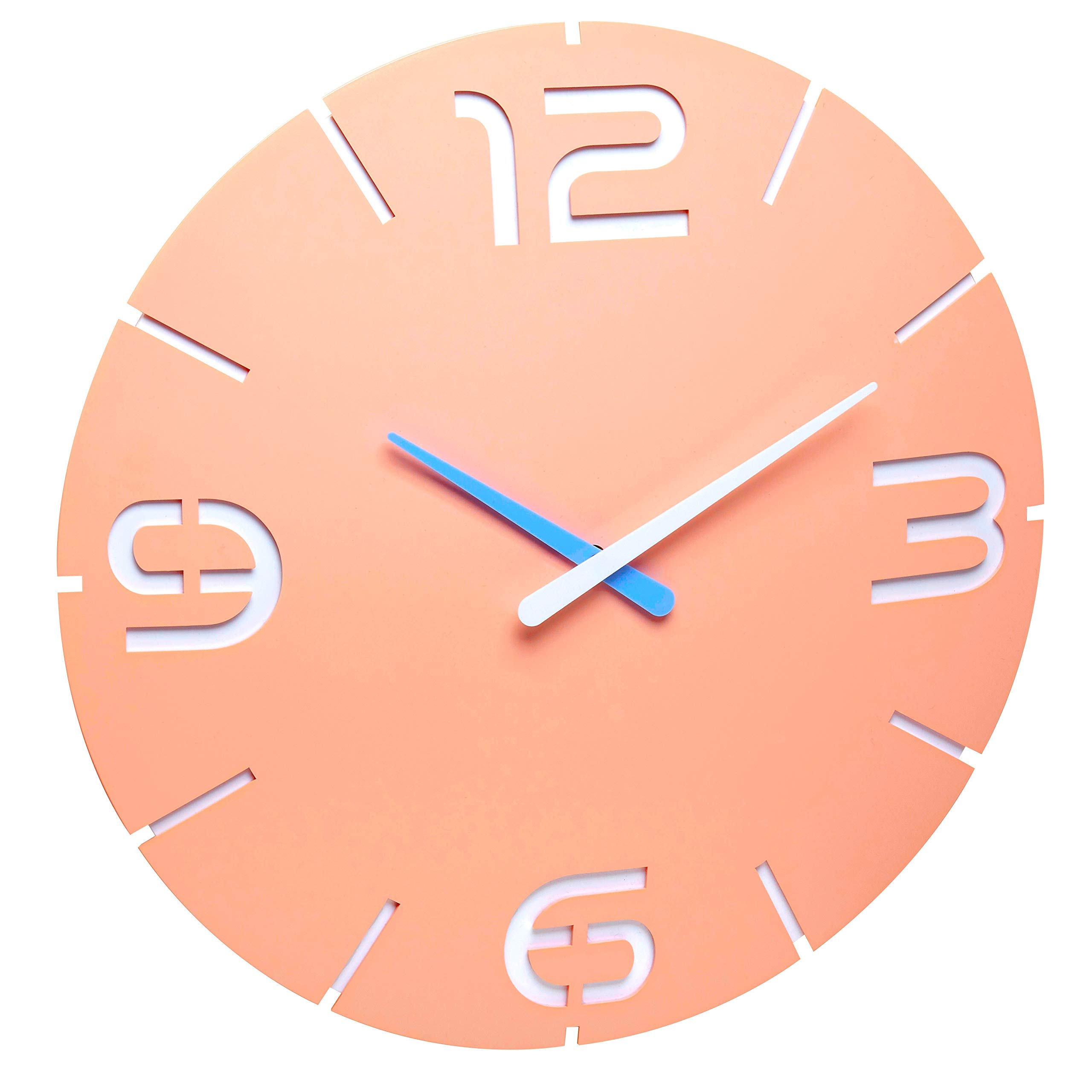 TFA Dostmann Contour Design 60.3536.16 Radio-Controlled Wall Clock Design Diameter 350 x Height 35 mm Pink Apricot