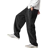 HALOMR Men's Corduroy Pants Expandable Waist Baggy Pants Casual Loose Fit Relaxed-fit Cotton Pink