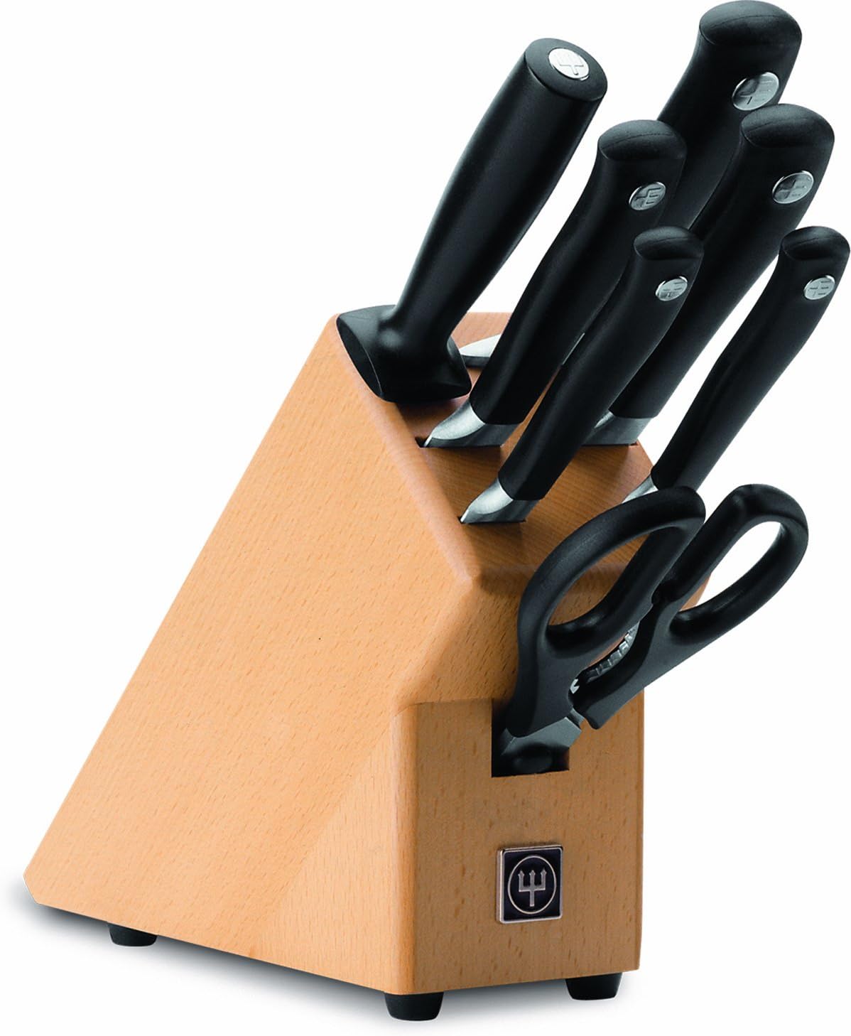Wüsthof Messerblock, Grand Prix II (9851-2), 7-teilig, aus Buchenholz, mit 5 Kochmessern, Schere, Wetzstahl, Küchenmesser-Set geschmiedet