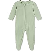 MORI Baby Ribbed Clever Pajamas with Two-Way Zips & Scratch Mitts – Footed Nightwear – Viscose from Bamboo & Cotton