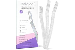 MATGICOL Women’s Dermaplane Razor for Face & Eyebrow - Anti-Cutting Japanese Blades for Eyebrow and Facial Hair Removal, Achieve Silky Skin and Perfect Brows (Transparent, 3 Count)