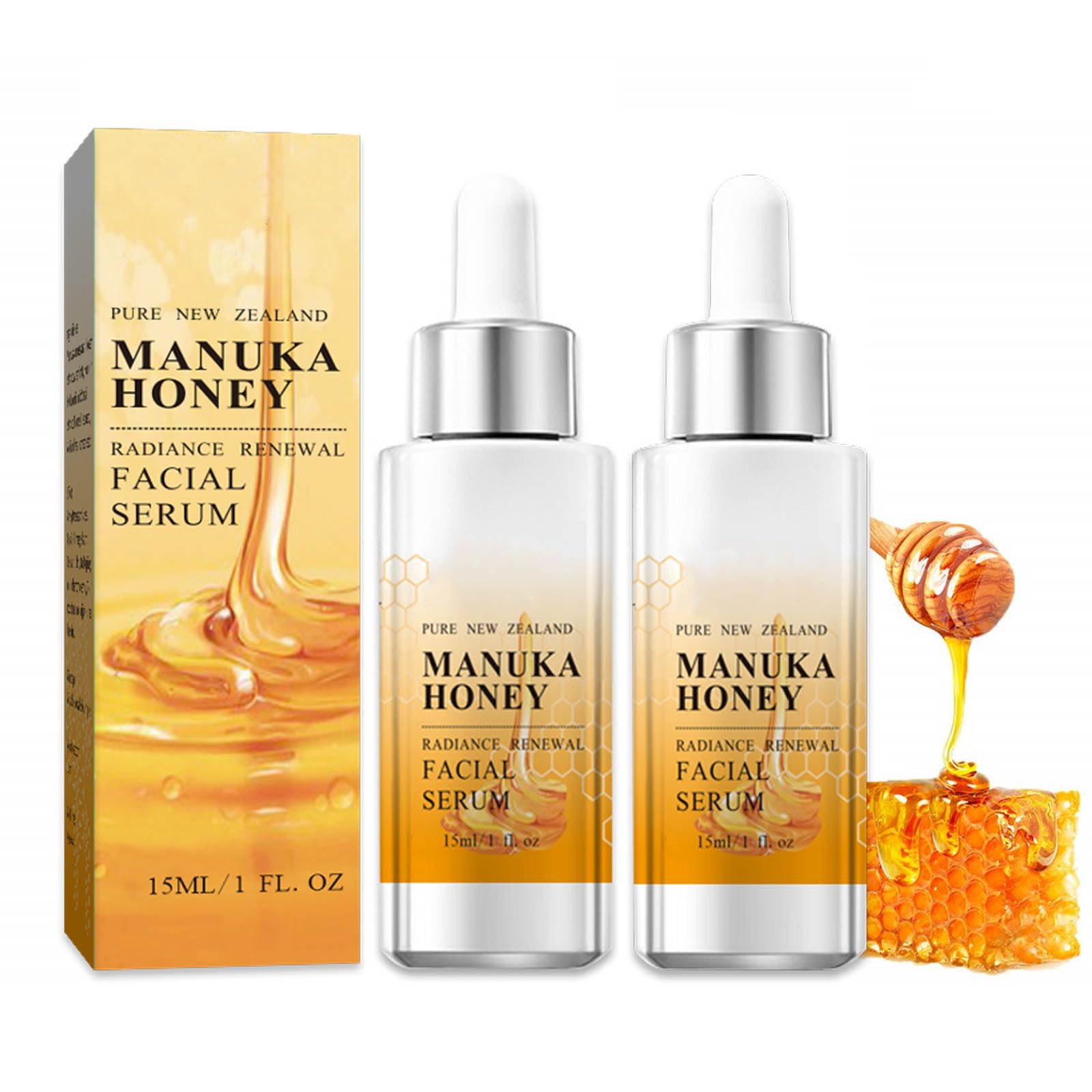2 Pcs Manuka Honey Face Serum Soothing Moisturising Deeply Nourishing Anti-ageing Serum Moisturising Face Serum Anti-wrinkle Serum for All Skin Types