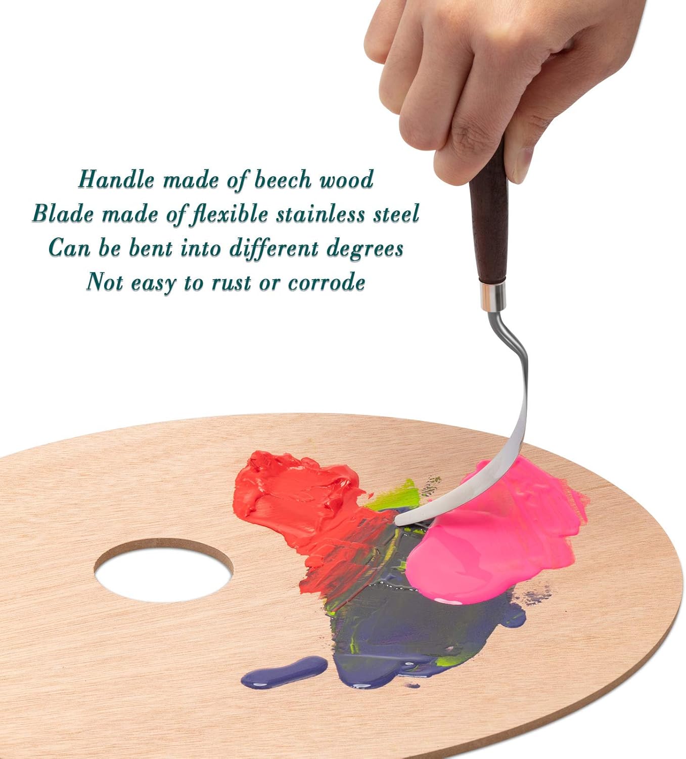 7 Pieces Painting Knife Set Spatula Palette Knife Stainless Steel Painting Mixing Scraper Oil Painting Accessories with Wood Handle for Art and Paint Color Mixing Acrylic Mixing Supplies