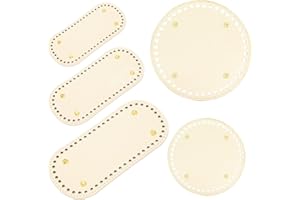 ATARVANA 5 Sizes PU Leather Bag Bottom, 5 Pcs Oval/Round/Rectangle Bottom Bag Leather Bottom Shaper Pad for Bags Cushion Base with Golden Alloy Nail for DIY Knitting Crochet Bag Tote Purse Making (Beige)