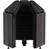 XTUGA MIS02 Recording Microphone Isolation Shield, 5 Panels Soundproof Foam | High Density Pop Filter,Top Enclosed Foldable Soundproof Cover for Condenser Mic Home Studio Equipment,Podcast Recording
