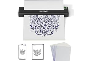 MUNBYN Tattoo Stencil Printer ITP05, Wireless Thermal Tattoo Printers with 10 Transfer Papers, Compatible with Android and iO