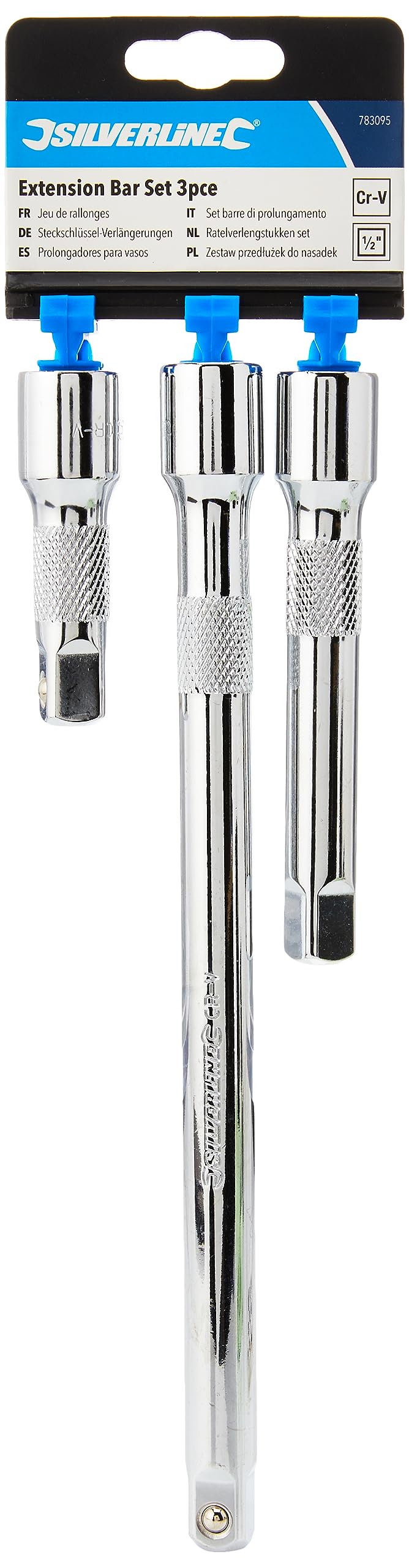 Silverline 783095 Extension Bar Set 3pce 1/2", Silver