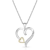 NATALIA DRAKE Genuine Diamond Open Heart Necklace for Women in 10K Yellow Gold and Rhodium Plated 925 Sterling Silver