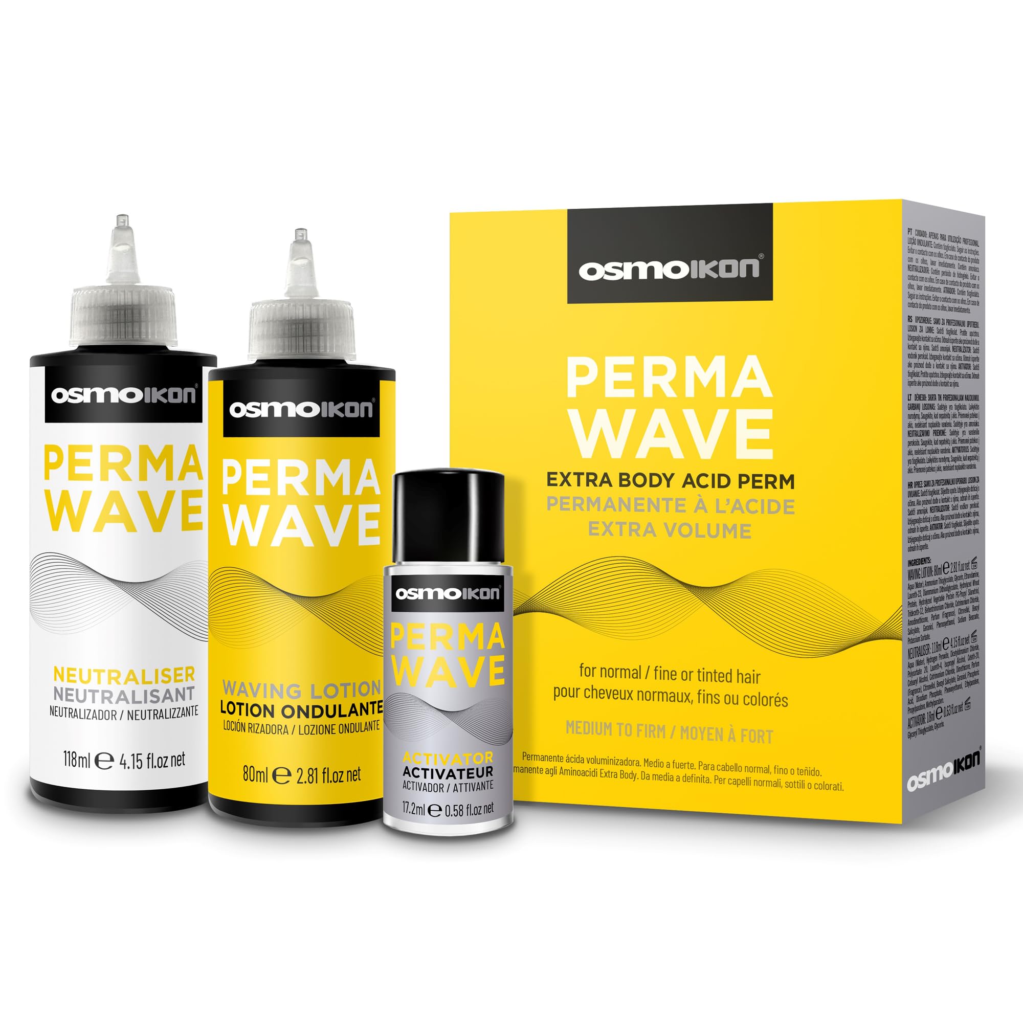 OSMO IKON PERMAWAVE - HAIR PERM KIT - EXTRA BODY ACID PERM - FOR NORMAL / FINE OR TINTED HAIR - MEDIUM TO FIRM - VEGAN FORMULA - TRUE TO ROD SIZE CURLS