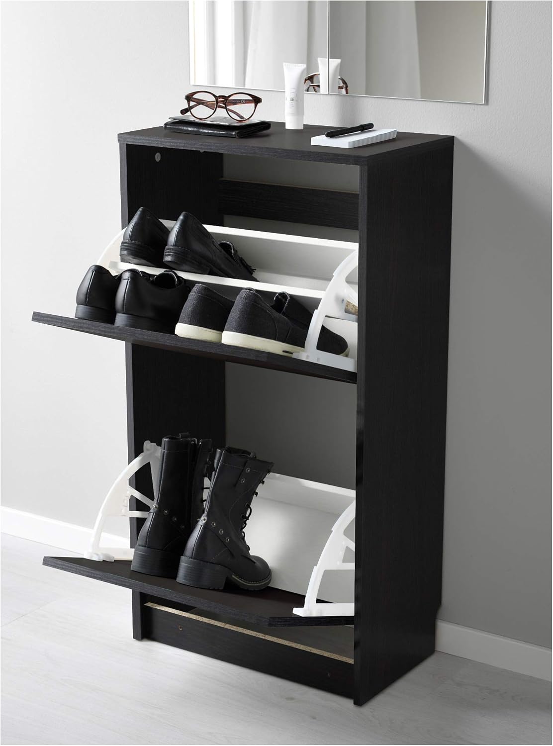 ikea white shoe cabinet on Amazon Com Ikea Bissa Shoe Cabinet With 2 Compartments Black Brown Furniture Decor