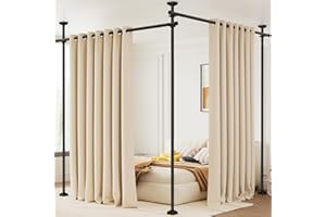 Bonpally Room Divider Curtain Rod, No Drilling Tension Rod for Room Separation, 4-10ft(H) 28-114inch(W) Adjustable Heavy Duty Floor to Ceiling Wall Divider Room Partition Privacy Separator, Black