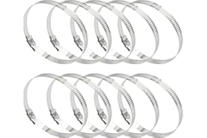 EATAKWARD 10 Pcs 4 inch Large Hose Clamps, Stainless Steel Hose Clamps Adjustable Diameter 3-3/4"-4-5/16"/95-110mm Metal Worm
