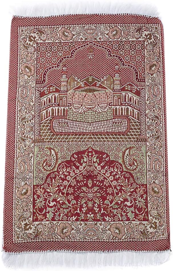 IMIKEYA Muslim Prayer Rug Islamic Prayer Mat Rectangular Floor Mat Cotton Area Rug Worship Carpet Red