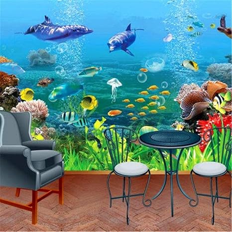Amazon Djskhf カスタム3d壁紙hd水中世界イルカ熱帯魚写真壁壁画クラシックリビングルーム子供寝室 200x140cm 壁紙