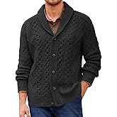 Runcati Mens Shawl Collar Cardigan Sweater Cable Knitted Button Down Sweaters Chunky Fall Winter Outwear
