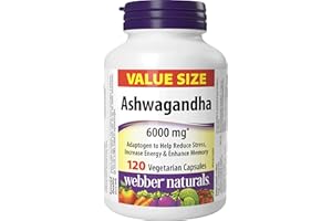 Webber Naturals Ashwagandha 6000 mg, 120 Capsules, Adaptogen to Help Reduce Stress & Increase Energy, Vegan