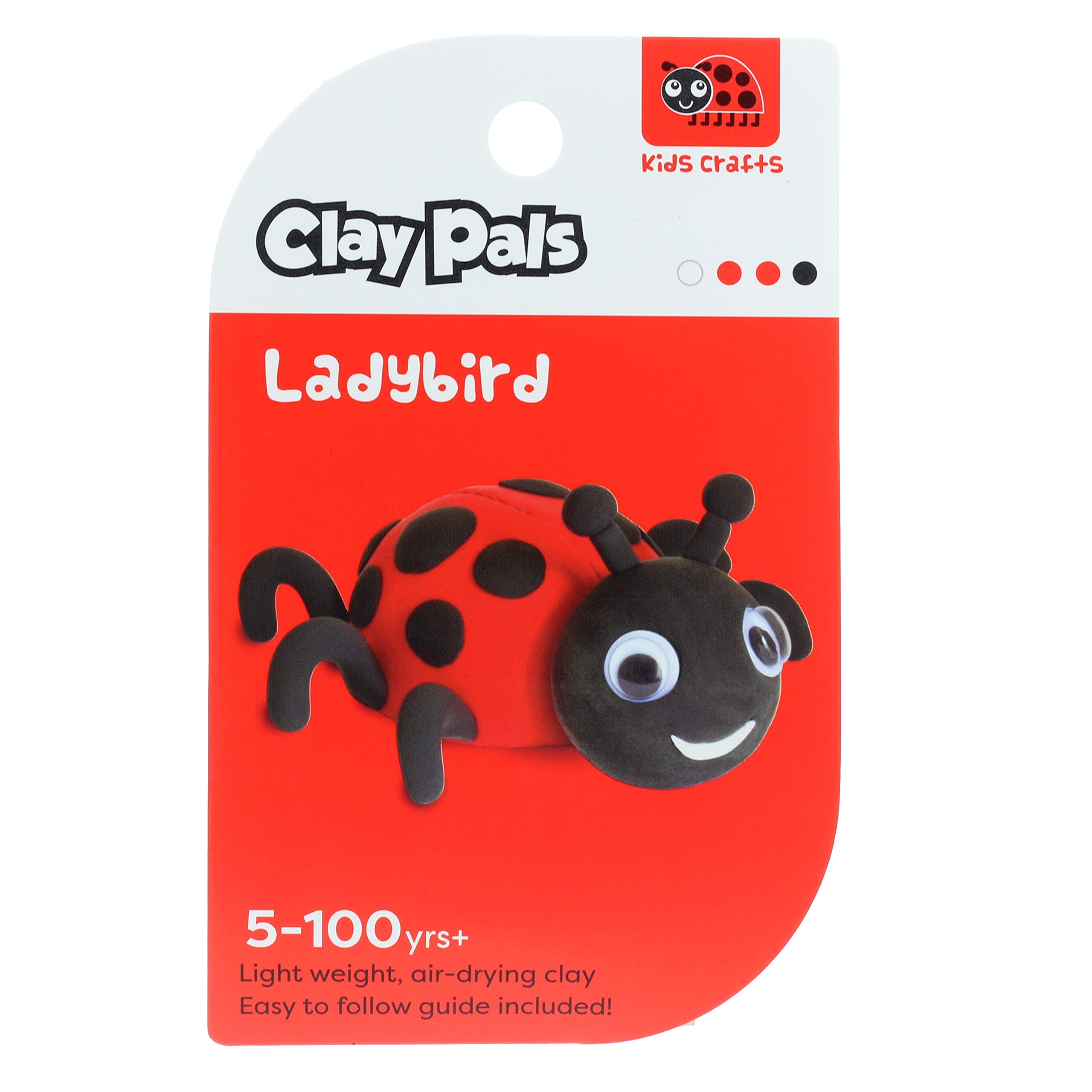 Clay Pals Ladybird - Easy Sculpt Fun Fast Air Drying Non Toxic Quick Dry Ultra Light Creative Clay Art and Craft Modelling Set for Kids