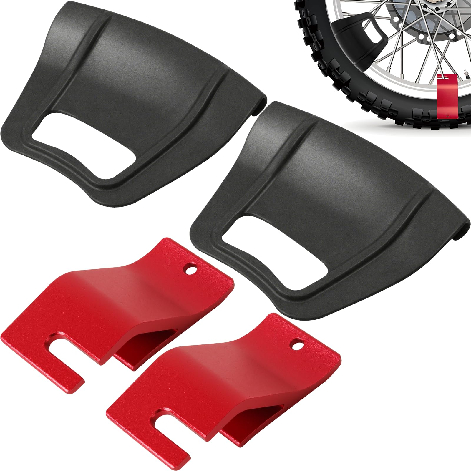Photo 1 of (2-Pack) Calvana Motorcycle Tire Bead Installation Holder Hook with 2 Detachable Tools, Dirt Bike Tire Installation and Changing Tools, Compatible with CRF, CR, KXF, KX, YZF, YZ, RM, RMZ - Red