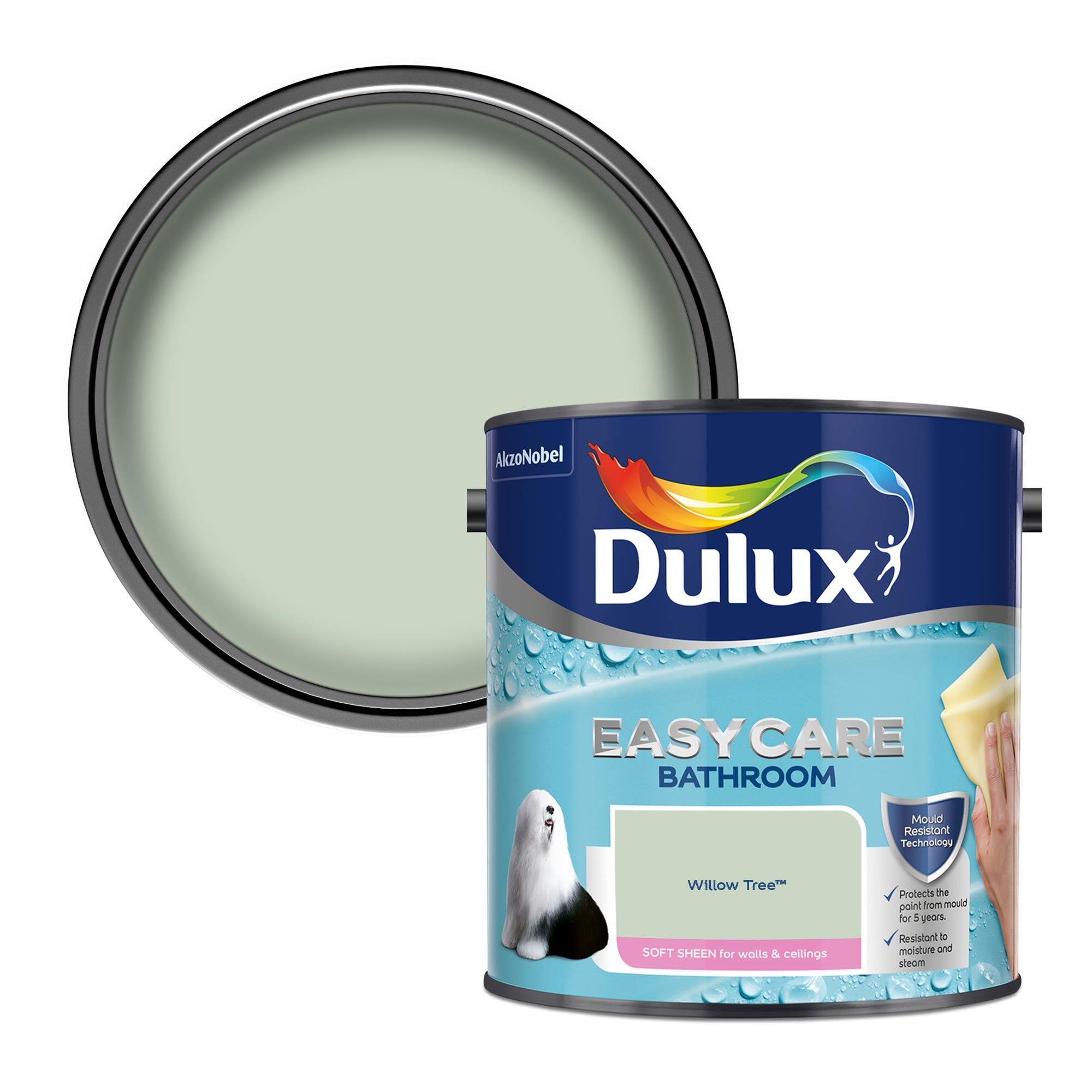 Dulux Easycare Bathroom Soft Sheen Emulsion Paint for Walls and Ceilings - Willow Tree, 2.5 litres (Pack of 1)