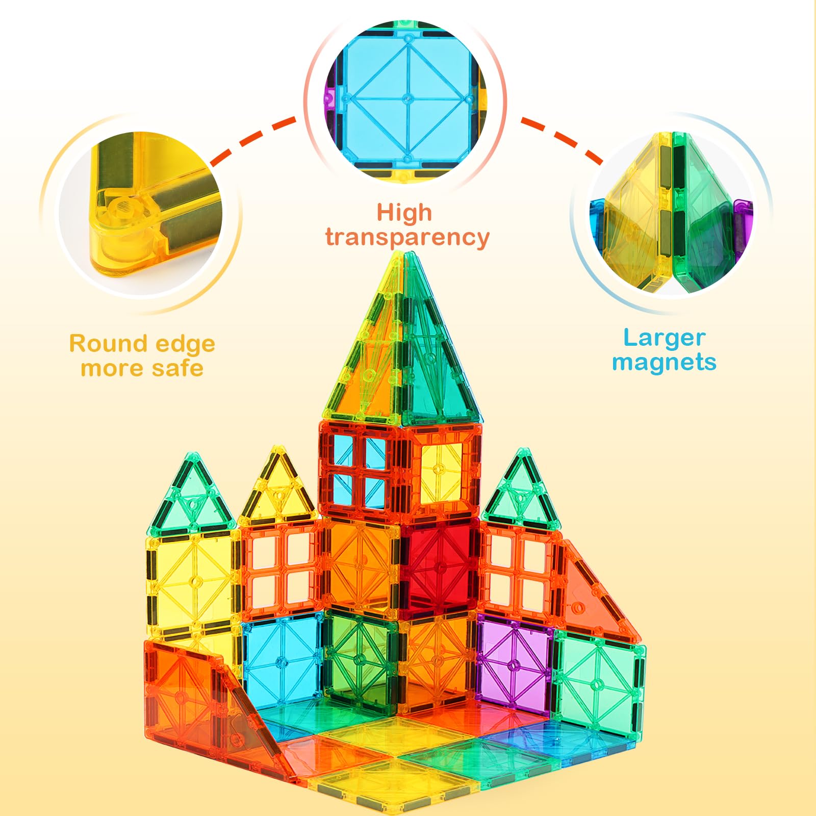 FNJO Magnetic Tiles, 110PCS Magnet Building Set, Magnetic Building Blocks,Construction STEM Learning and Playing Toys for Kids, Montessori Toy for Preschool Boys Girls Toddlers Classroom Must-Haves