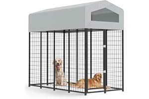 XBRIGH 86" L x45 W x 79" H Large Dog Kennel Outside with Windproof Anti-UV Cover,Heavy Duty Outdoor Dog Kennel with Secure Lock for Backyard(Note: Electric Screwdriver Required)