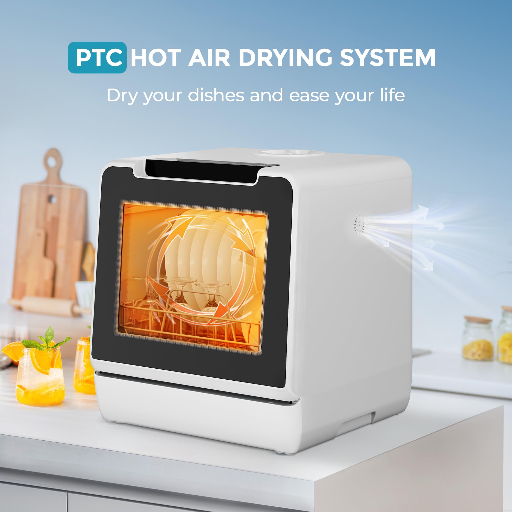 EUHOMY Countertop Dishwasher Portable, 8 Programs Mini Dishwasher with 5L Built-in Water Tank and Inlet hose, No Hookup Needed, Dish Washer with Self Clean/Baby Care/Air Dry, for Apartments & RVs