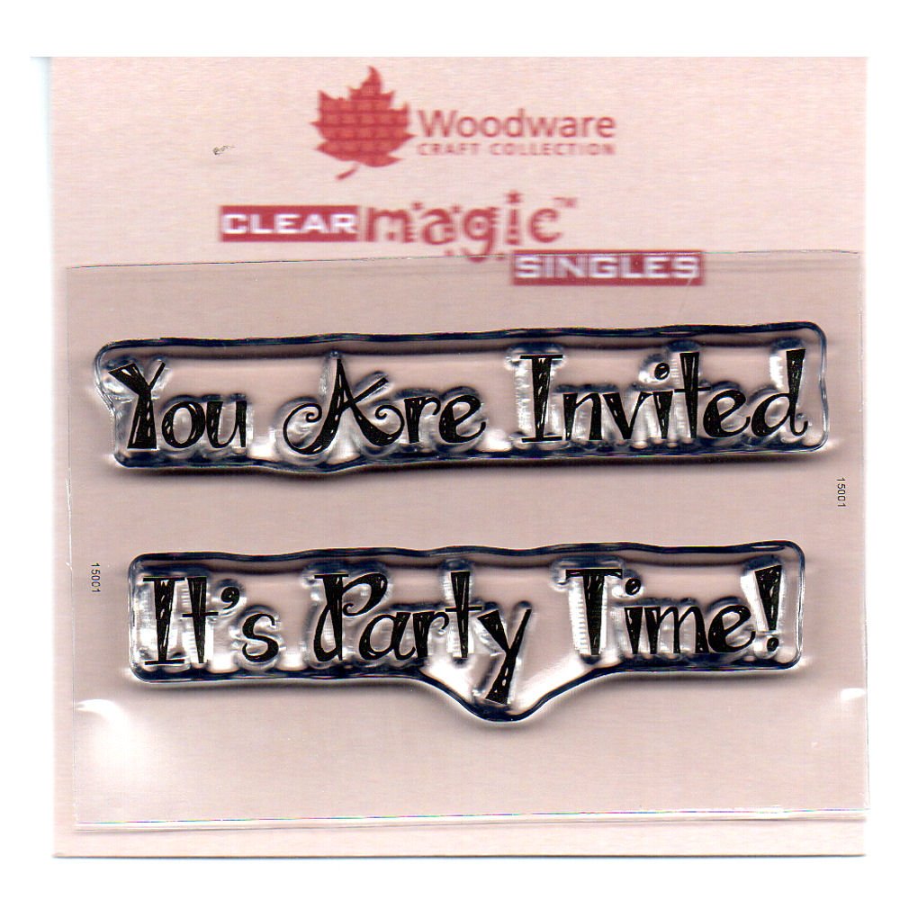 Woodware JWS089 Clear Magic Minis Just Words-Its's Party Time You are Invited, Plastic