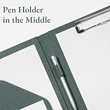 Mymazn A4 Clipboard Folder Faux Leather Conference Organizer Grey Green view 6