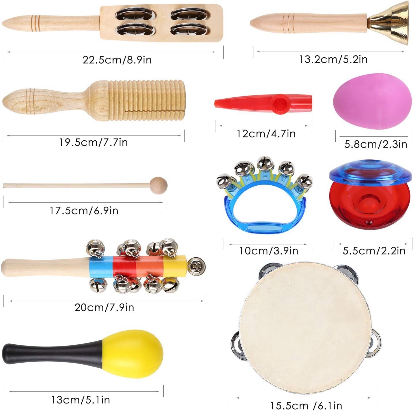 Jvsism 15 Pcs Kids Musical Instruments Set Wooden Percussion Instruments Toy Early Learning Music Toy With Bag Toys Games Drums Percussion Parko Lt
