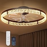 addlon Ceiling Fans with Lights and Remote, 24'' Low Profile Flush Mount Ceiling Fan, 3000–6000K Dimmable LED Fandelier, Blad
