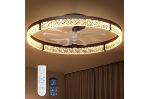 addlon Ceiling Fans with Lights and Remote, 24'' Low Profile Ceiling Fans, 3000-6000K Dimmable Modern Flush Mount LED Fan Lig