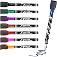 MaxGear Dry Erase Markers Fine Tip with Eraser, Assorted Color Magnetic Whiteboard Markers Erasable Fine Point Low Odor for White Board, School Supplies for Classroom, Home, Office, 8 Count