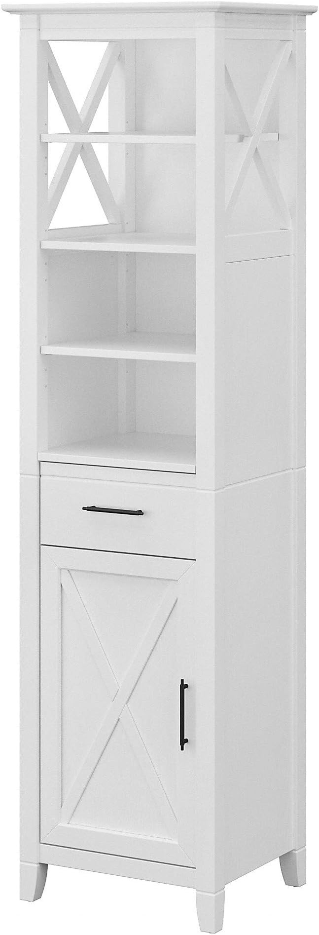 cheap tall storage cabinet on Amazon Com Bush Furniture Key West Tall Bathroom Storage Cabinet White Ash Home Kitchen