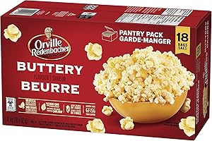 Orville Redenbacher Microwave Popcorn, Buttery, 82g each, Net weight - 1.47kg, 18 Count