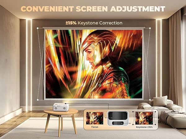 GENERIC MINI PROJECTOR WITH WIFI AND BLUETOOTH, HOME MOVIE PROJECTOR, PORTABLE OUTDOOR PROJECTOR COMPATIBLE WITH DISPLAY + ZOOM, WHITE