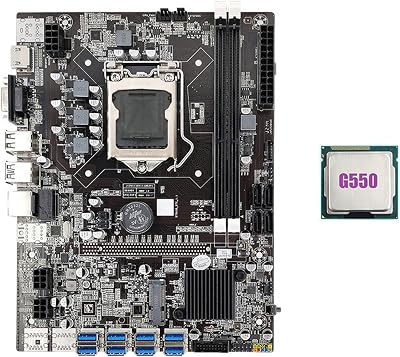 Hagsnec B75 USB ETH Mining Motherboard 8xPCIe Adapter+G550 CPU LGA1155 2x DDR3