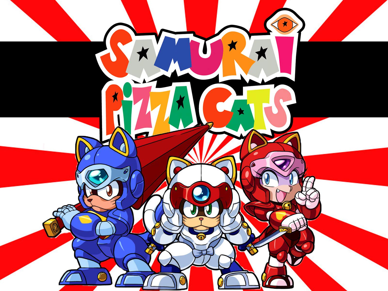 Samurai Pizza Cats Anime T-shirt - Harajuku Gothic Heren Top Big Size - Comfortabel Katoen Crewneck
