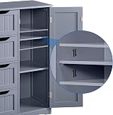 Yaheetech Bathroom Floor Cabinet Grey with 4 Drawers 1 Door Adjustable Shelf view 8