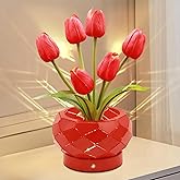 JHXLAMP Birthday Gifts for Women,Tulips Flower Touch Lamp,Rechargeable Cordless Lamps 3-Colour Dimming Small Night Light for Festival,Restaurant,Bedroom,Office Home Decor Gifts for Mom
