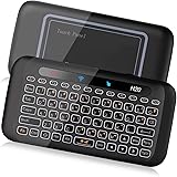 ILEBYGO 2.4Ghz H20 Mini Wireless Keyboard and Touchpad Mouse Combo,7 Colors Adjustable, Rechargeable Auto-Rotation of Touch P