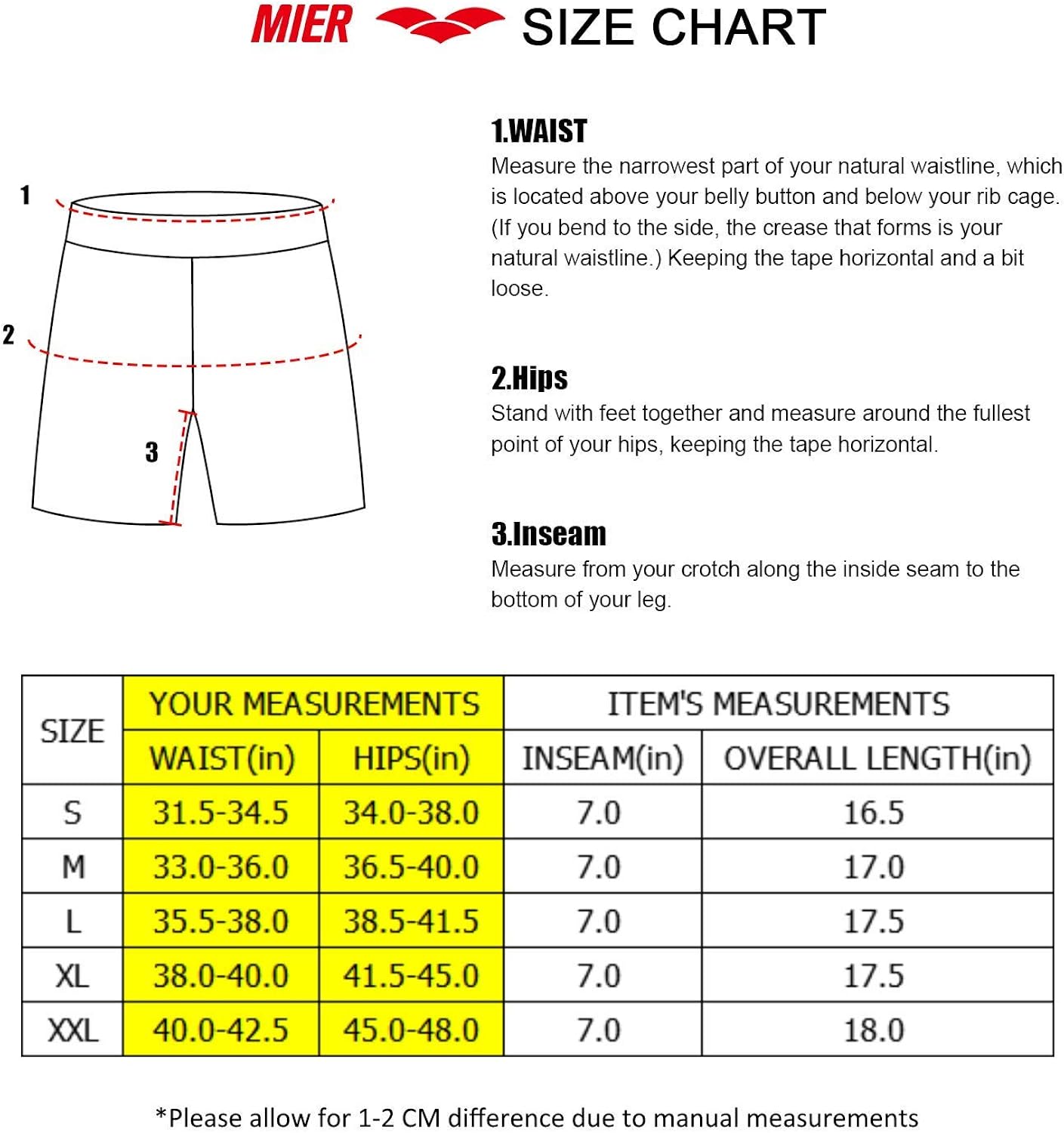 MIER Men's Quick Dry Workout Running Shorts Active Shorts with 4 Pockets, No Liner, Lightweight and Water Resistant, 7 Inches : Clothing