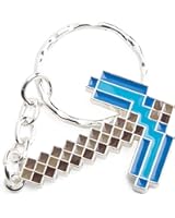 Minecraft Metal Pickaxe Blue Keychain Keyring