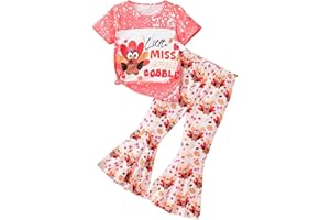 Ayzozuy Kids Toddler Girl Clothes Letter Print Graphic Top + Leopard Print Flare Leg Pants 2PC Summer Clothing Set
