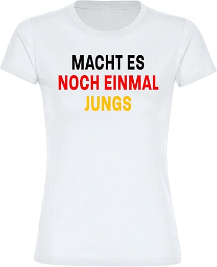 T Shirt Deutschland Macht Es Noch Einmal Jungs Trikot Damen Weiss Gr S 2xl Fanshirt Fanartikel Fanshop Trikot Fussball Em Wm Germany Amazon De Sport Freizeit