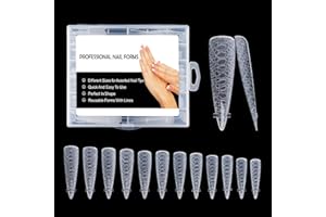 NMKL38 120PCS Unique Pattern Dual Nail Forms for Poly Nail Gel Full Cover Nail Molds Nail Tips Extension Forms 12 Sizes Nail Sticker for Manicure Extension (B)
