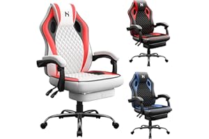 HLDIRECT Gaming Chair with Footrest, Video Game Chair for Adults, Computer Gaming Chair, Height & Angle Adjustable and 360° Swivel Ergonomic Gaming Chair for Gamer