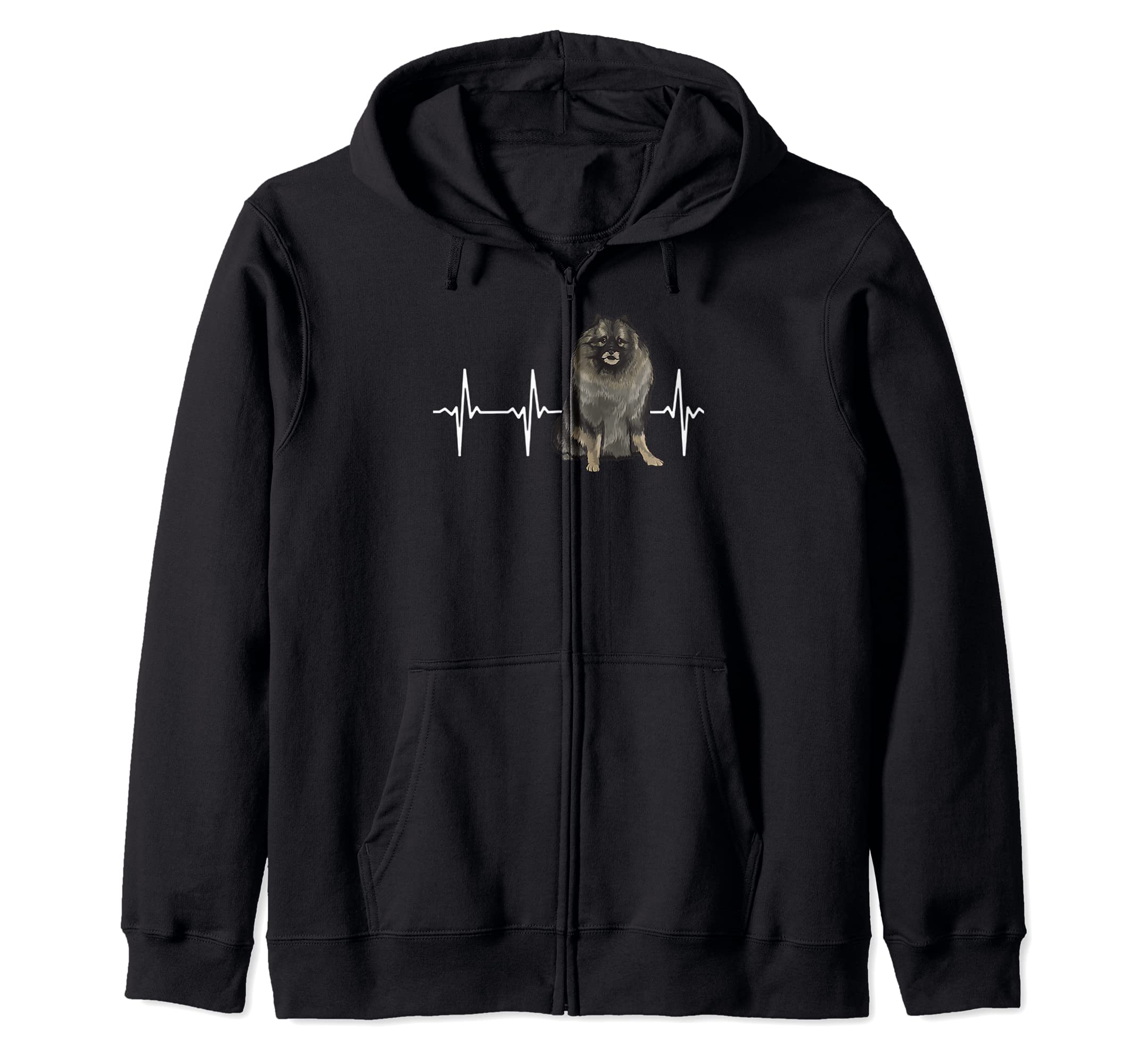 Keeshond Heartbeat Dog Lover Zip Hoodie