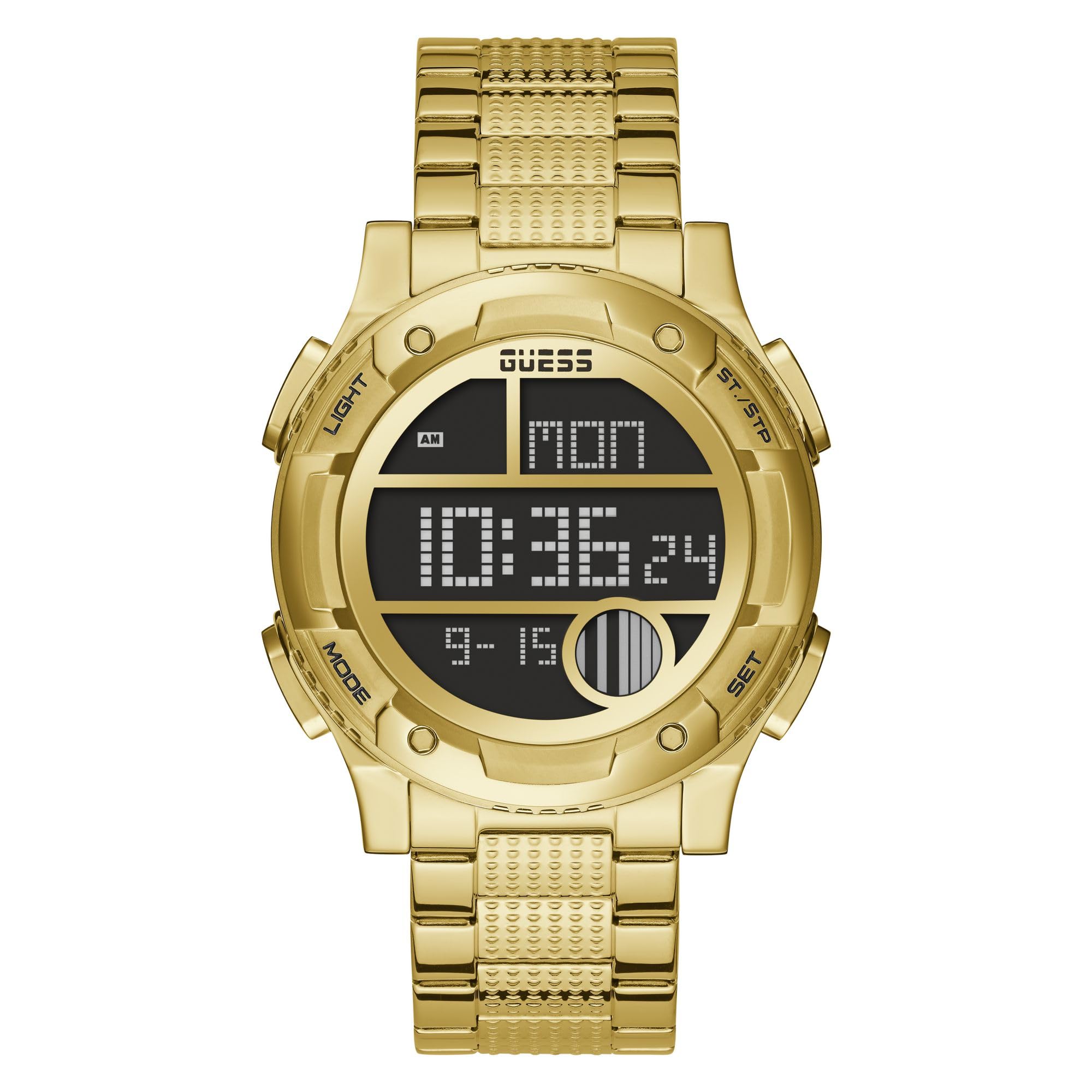 GUESS 45MM Digital Silicone Watch, Gold-Tone/Black, One Size, GW0271G2