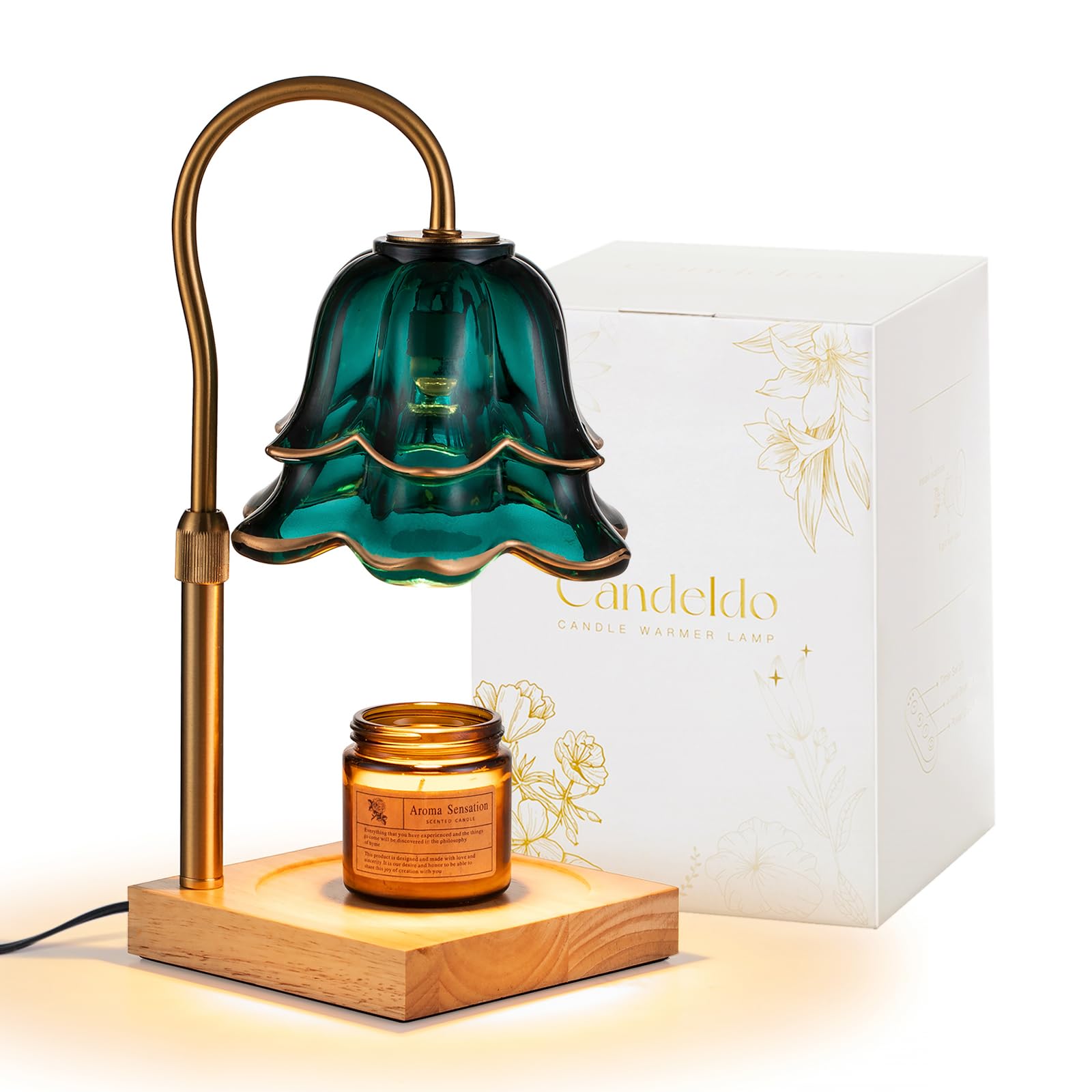 Candeldo Candle Warmer Lamp with Timer: Candle Warmers with 2 Bulbs Height Adjustable Candle Lamps Home Bedroom Decor House Warming Gift Mothers Day Mom Gift for Women